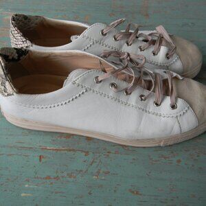 AGL Women's Sade Sneaker White, W/SNAKE SZ42 EU, US 11 Leather ITALY